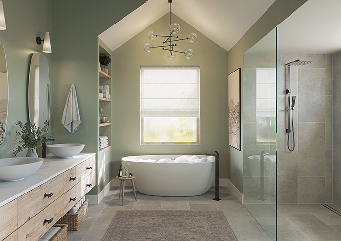 Pesaro Stripe Voile, White - Motorised Roman Blind - Image 8